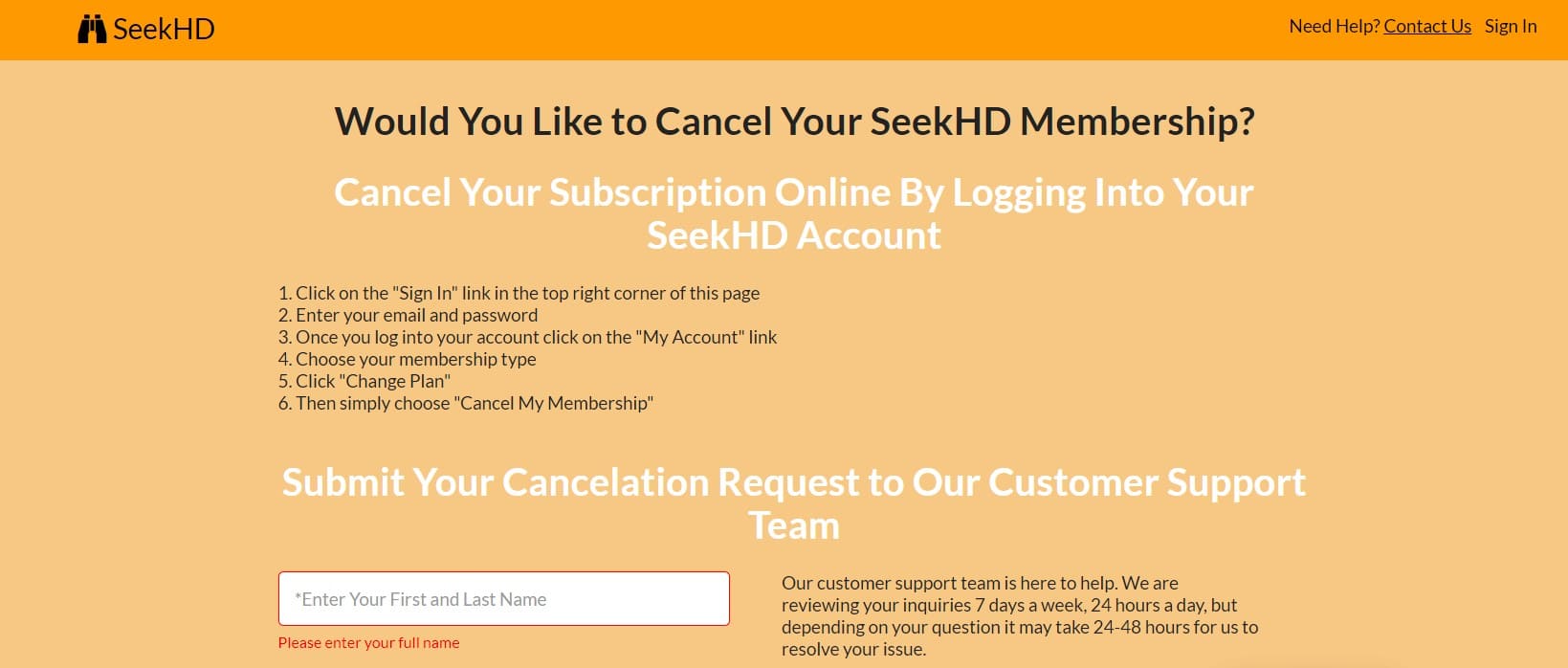 How To Cancel Seek HD Subscription